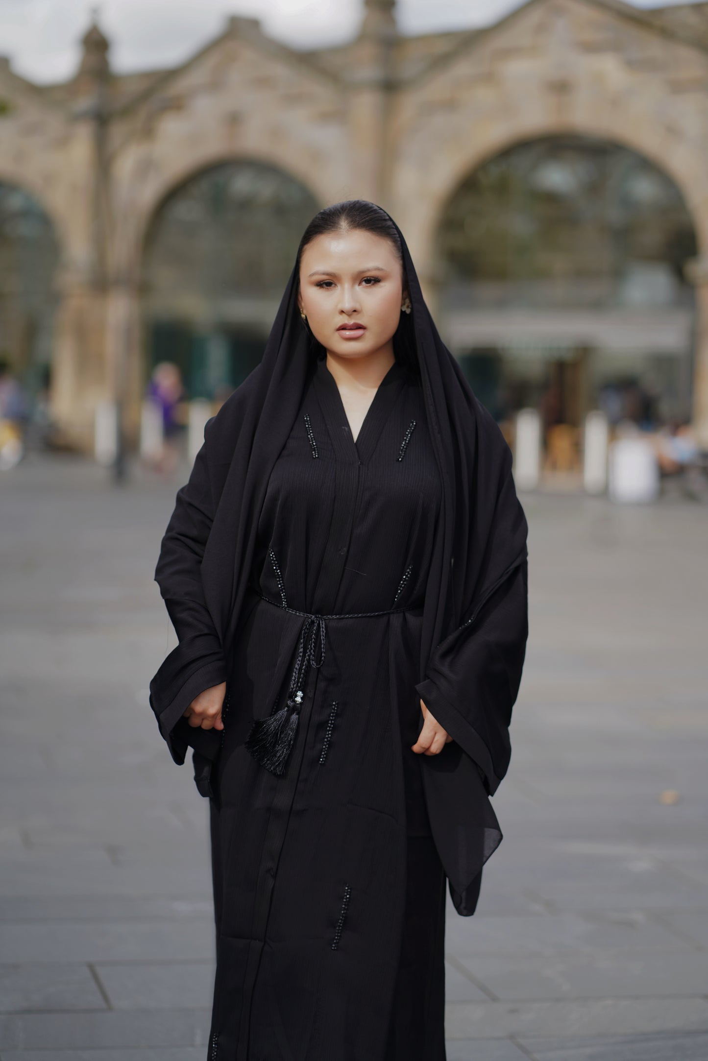 Black Embellished Closed Abaya