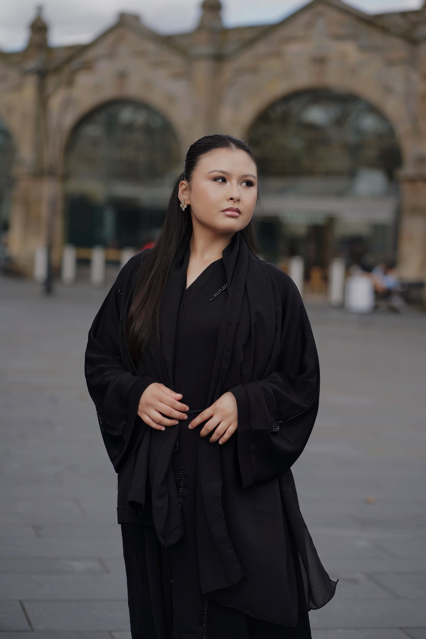 Black Embellished Closed Abaya