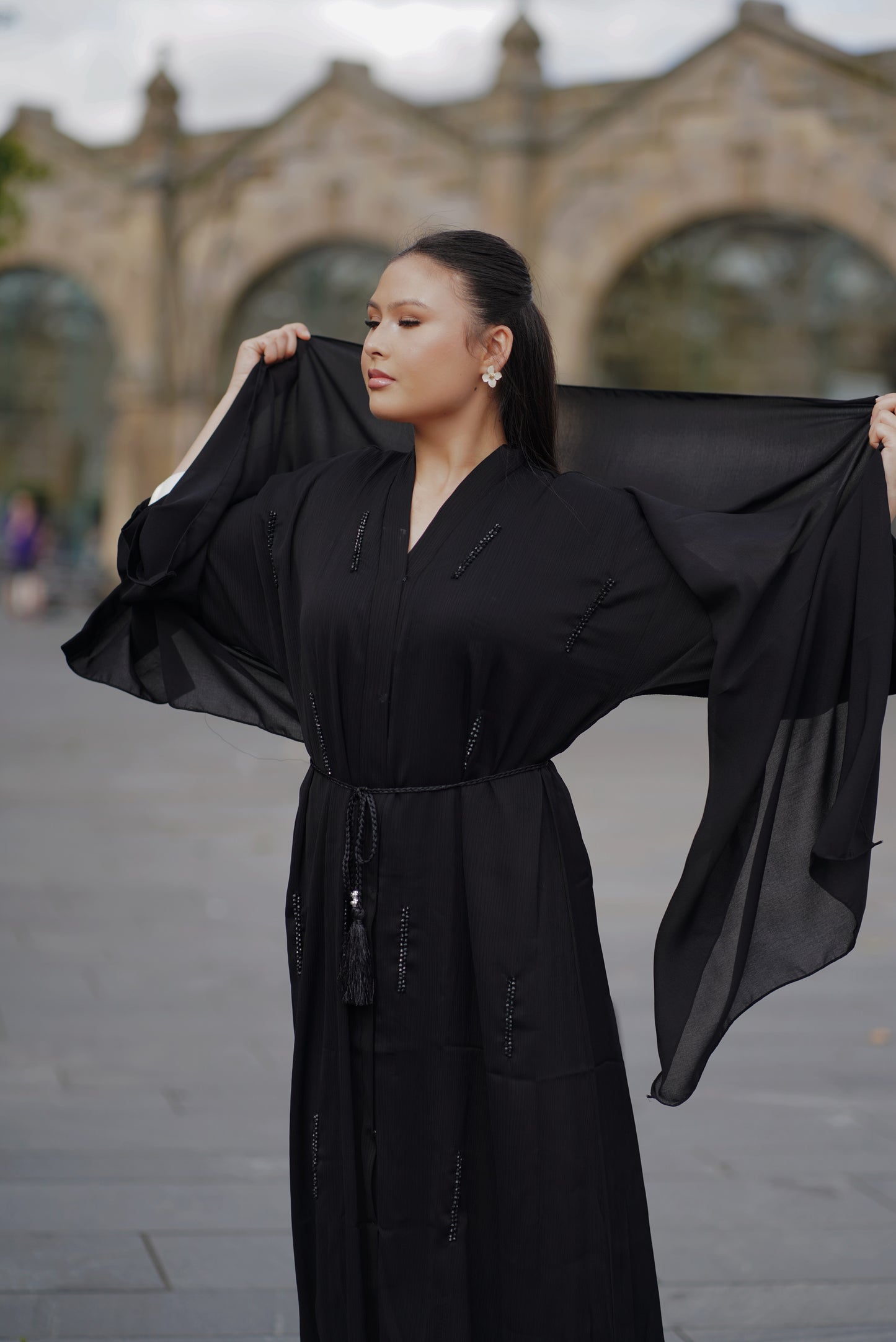 Black Embellished Closed Abaya