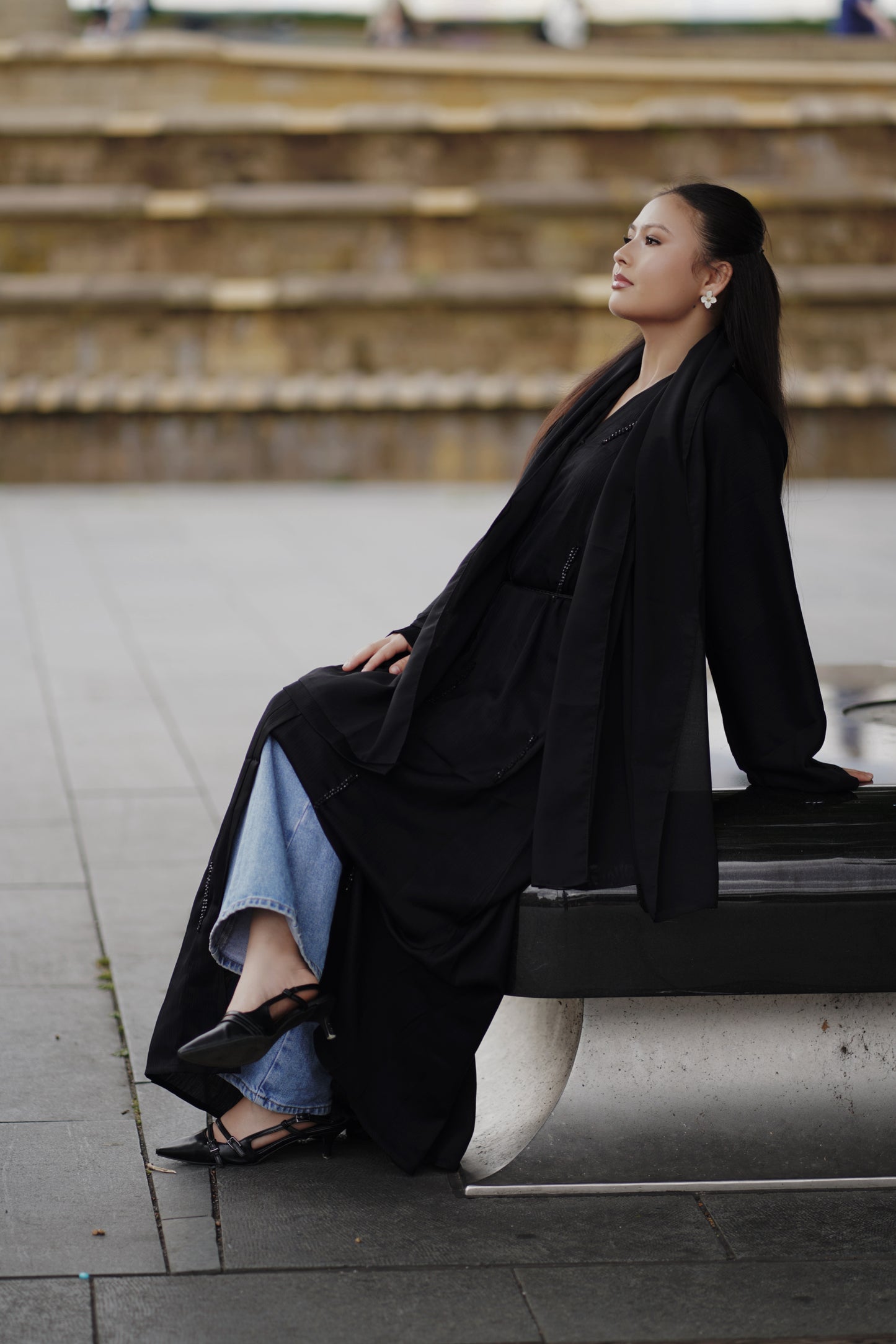 Black Embellished Closed Abaya