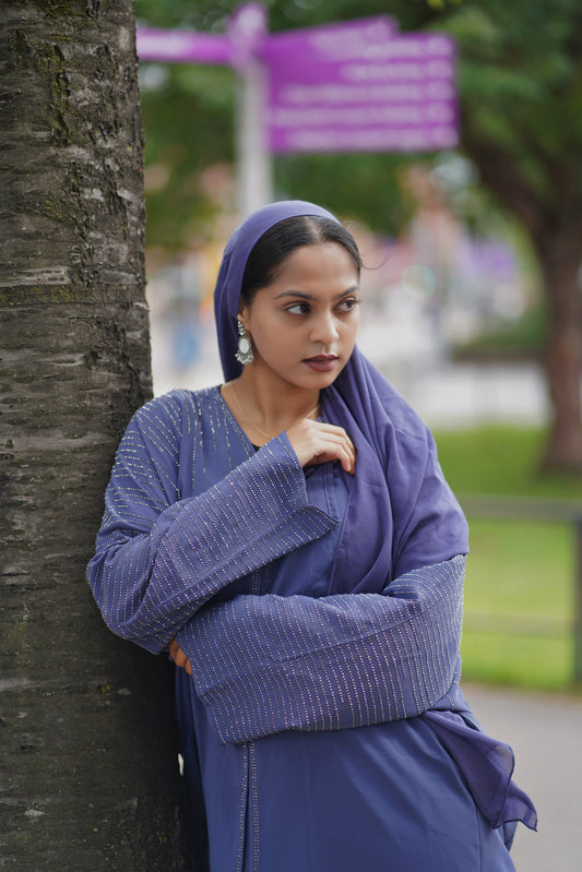Lavender Embellished Sleeve Closed Abaya